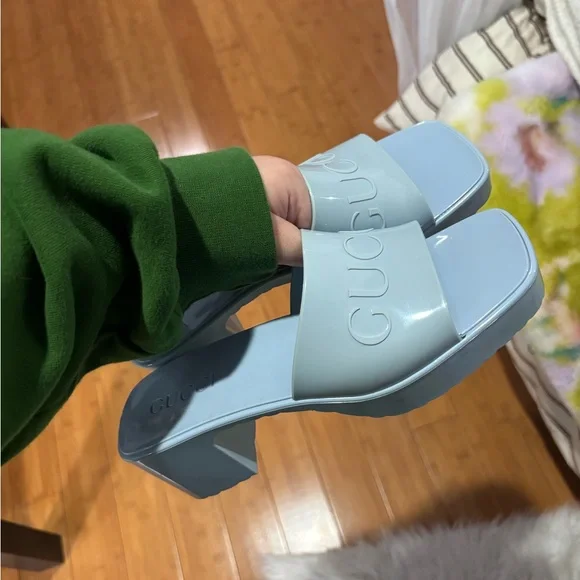 Gucci Women's Light Blue Mules - Picture 6 of 7